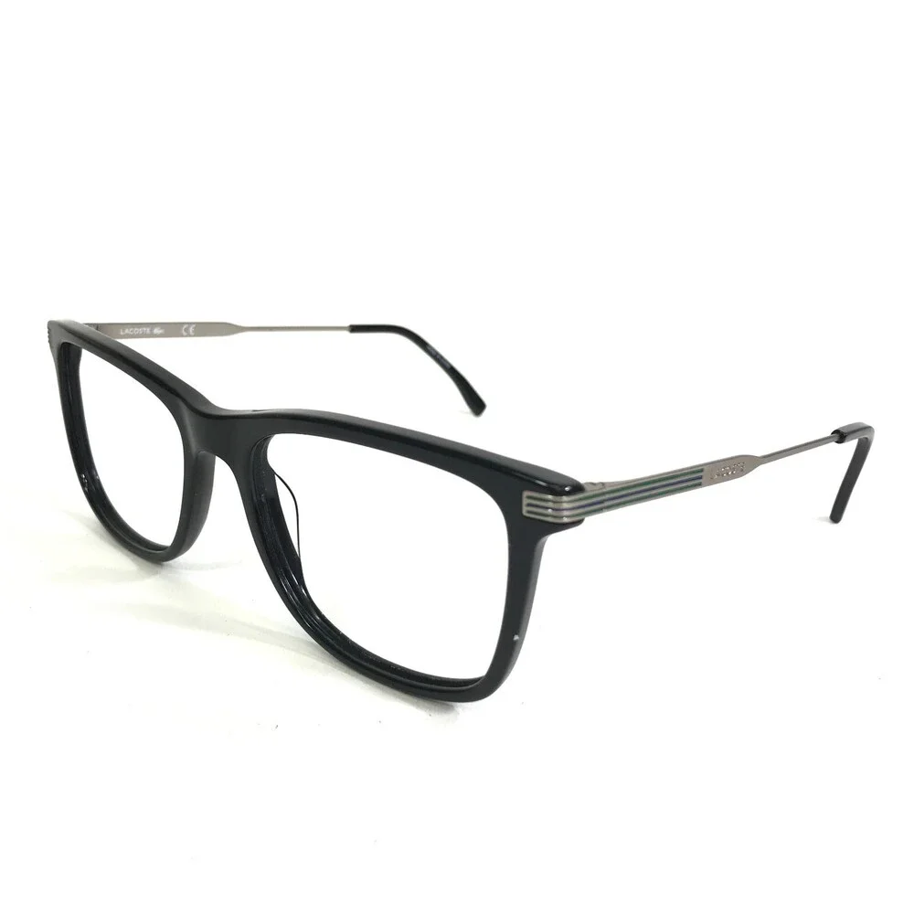 Lacoste Eyeglasses Frames L960S 001 Black Silver Square Full Rim 56-18-140
